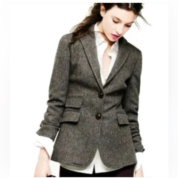 J. Crew Jackets & Blazers - J CREW Charcoal Gray Tweed 2-Button Lined 100% Wool Blazer Size 4 RN 77388